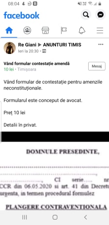 formular pentru contestarea amenzii pe perioada stării de urgență